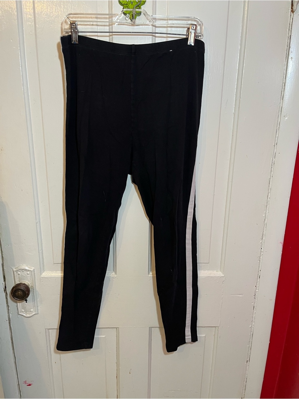 flirtitude Black Leggings with White Side Stripe
